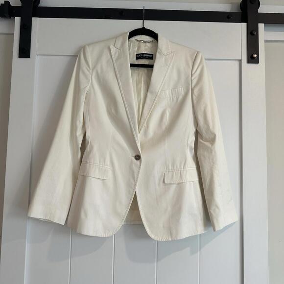 DOLCE &‎ GABBANA Women's Silk Blend Ivory Blazer Size IT 40 - Picture 1 of 9